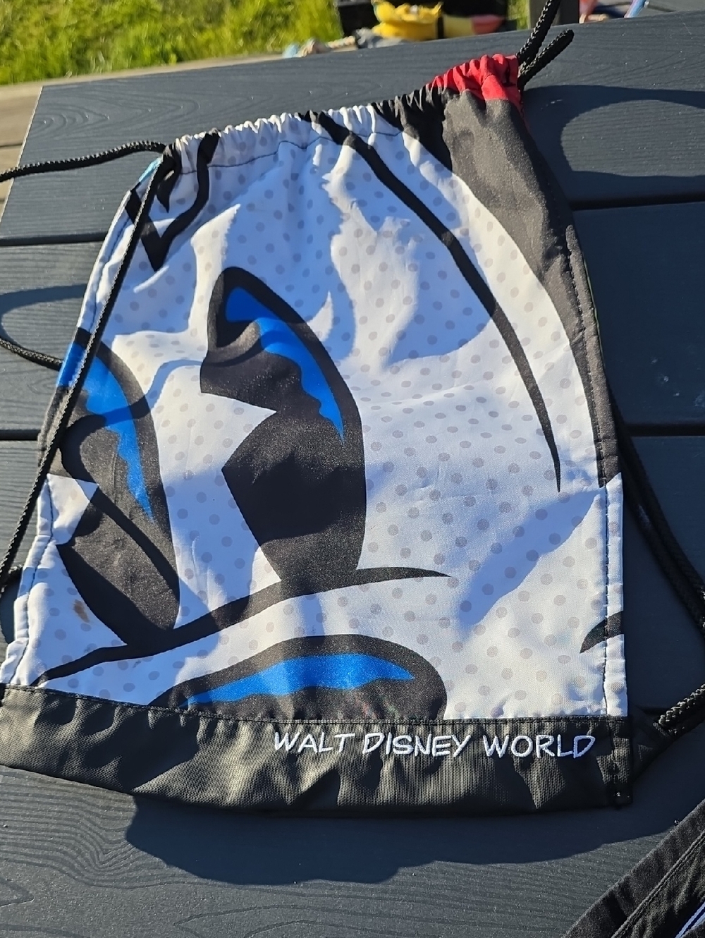 Disney Black, White & Blue Walt Disney World Character Drawstring Bag
